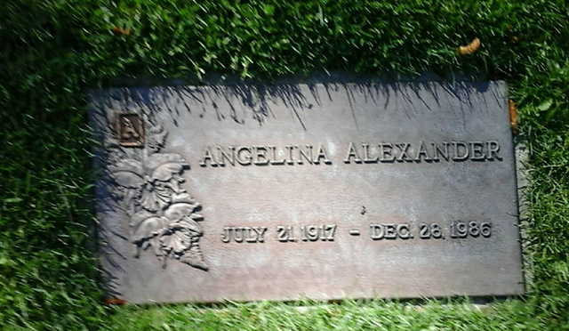 Angelina Alexander's grave marker, photograph 2 of 3